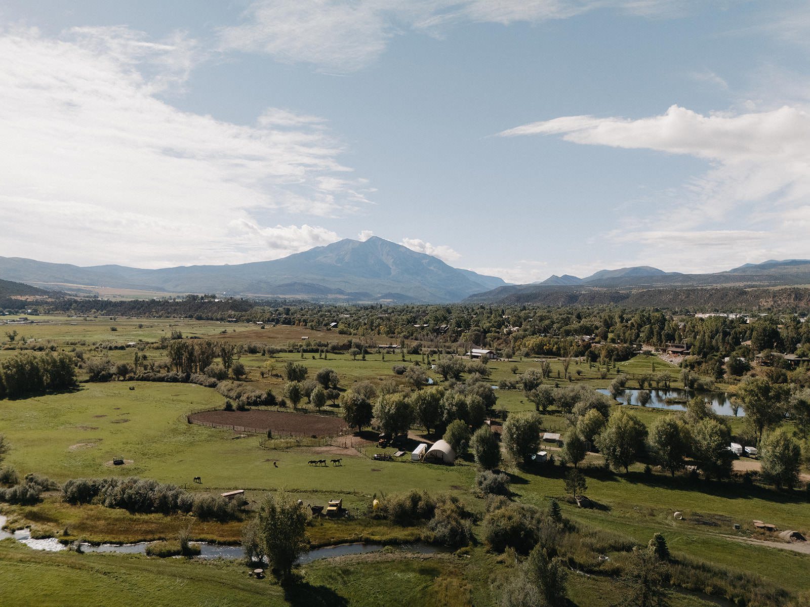 aerial spring creek ranch wedding photography carbondale co madison van wylen