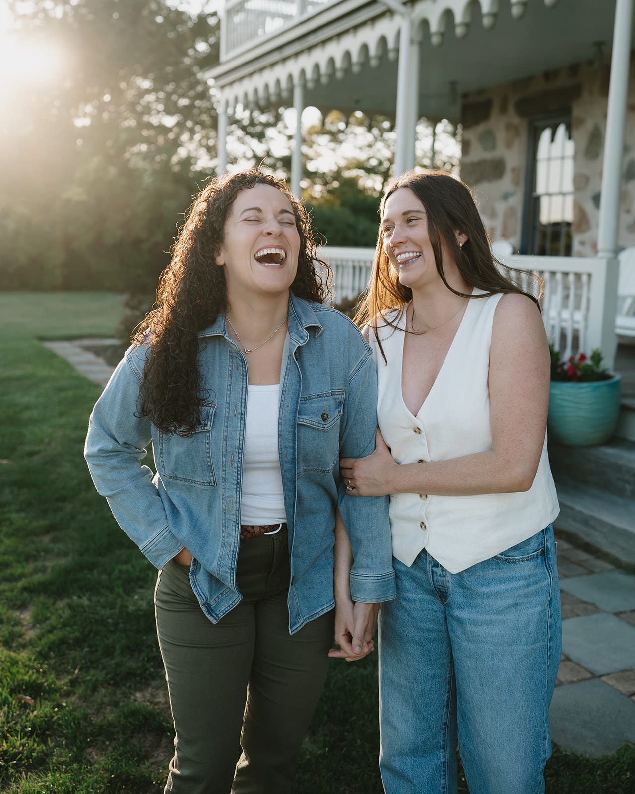 LGBTQ engagement photos at Stone House Inn Little Compton RI by Madison Van Wylen