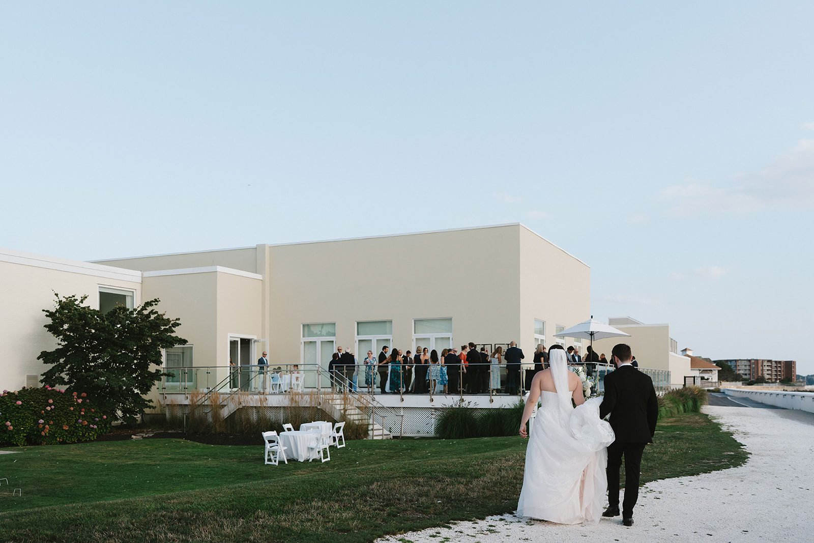 A walk back to cocktail hour at Newport Harbor Island Resort Wedding Venue