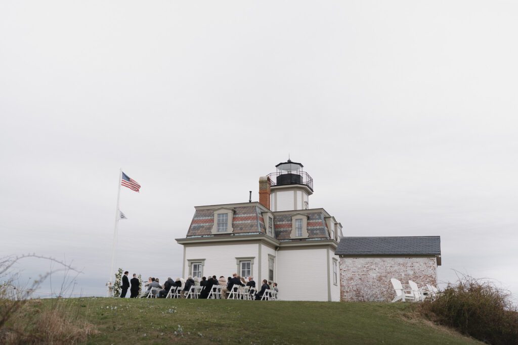 Ceremony lawn at the Rose Island Lighthouse