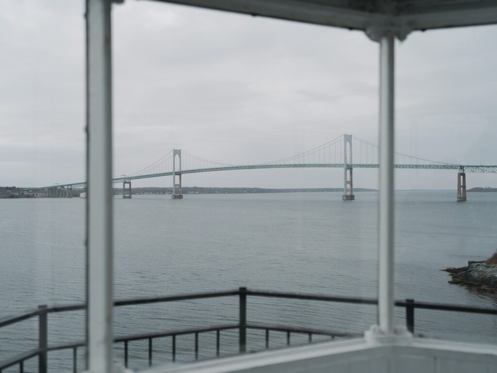 Pell Bridge view from the Rose Island Lighthouse Hotel
